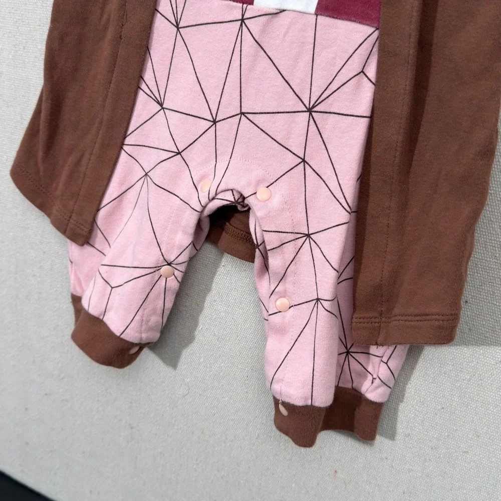 Demon Slayer Nezuko Romper Baby Girls Pink Brown Anime Cosplay